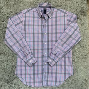 Tailorbyrd Plaid Long Sleeve Button Down, Size Medium